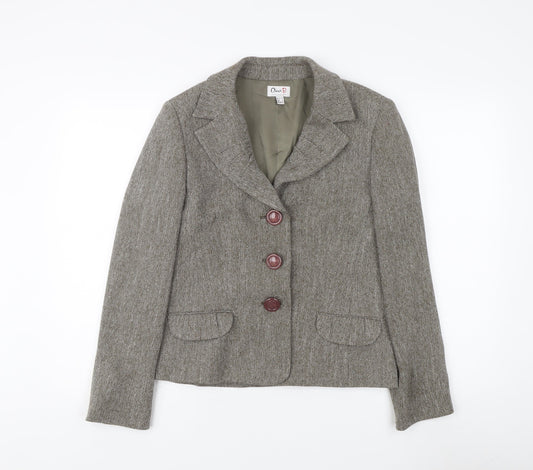 Oxmo Women's Grey Tweed Blazer, Classic Fit, Size M