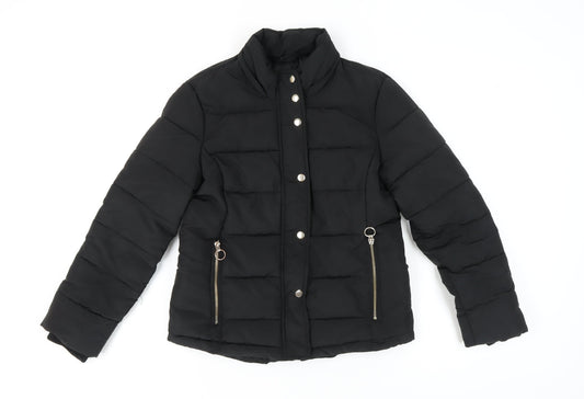 Topshop Women's Black Puffer Jacket Size 10