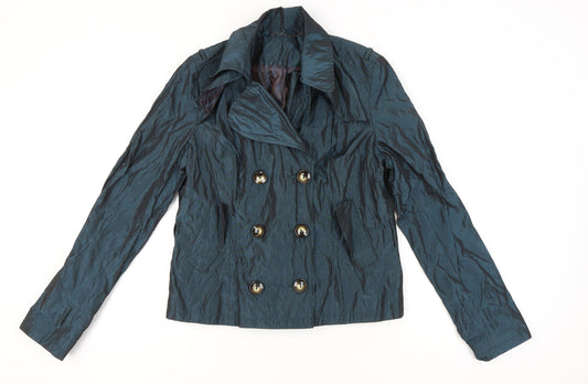 Womens UK Size 16 Topshop Blue Pea Coat