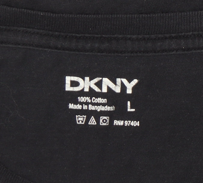 Womens UK Size L DKNY Black Basic T-Shirt