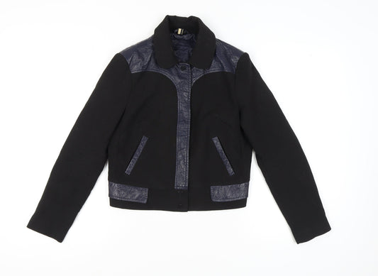 Womens UK Size 10 Topshop Black Biker Coat