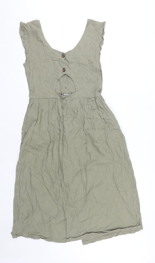 Next Women's Green Button Front Dress Size 8