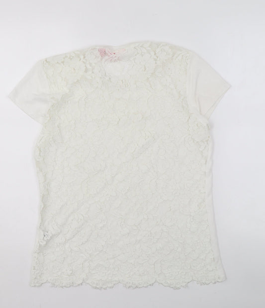 Womens UK Size 2 Ted Baker White Basic T-Shirt