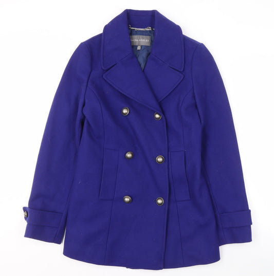 Womens UK Size 8 Laura Ashley Blue Pea Coat