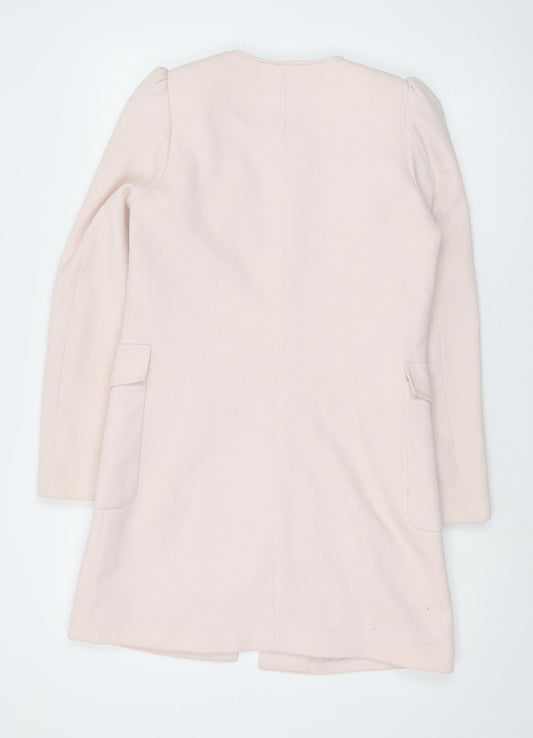 H&M Women's Pink Mid-Length Coat, Size 8, Casual Chic