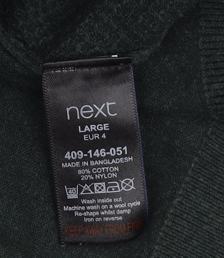 Next Men's Green Cotton Pullover Jumper Size L