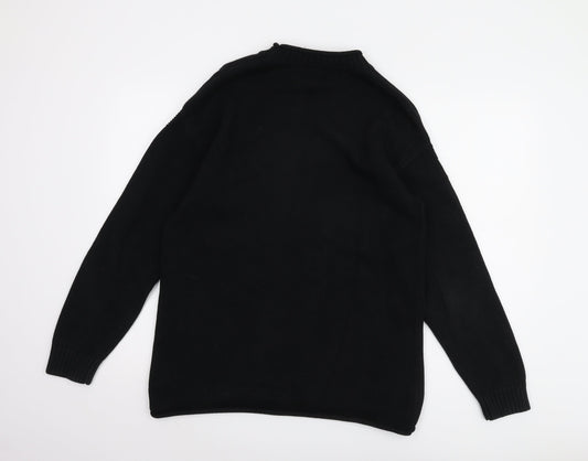 Zara Men's Black L Crew Neck Cotton Pullover Jumper
