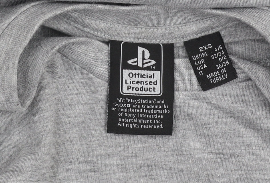 PlayStation Men's Grey Graphic T-Shirt 2XS