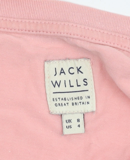 Jack Wills Women’s Pink Crew Neck T-Shirt Size 8