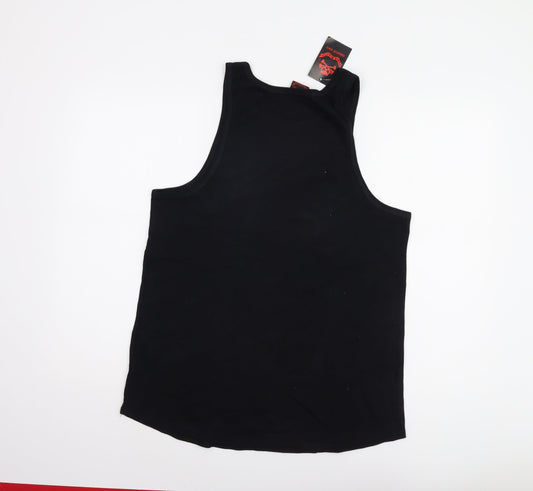 Womens UK Size 14 Death Kitty Black Basic Tank