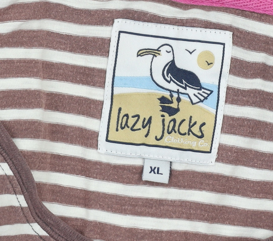 Womens UK Size XL Lazy Jacks Brown Jersey T-Shirt