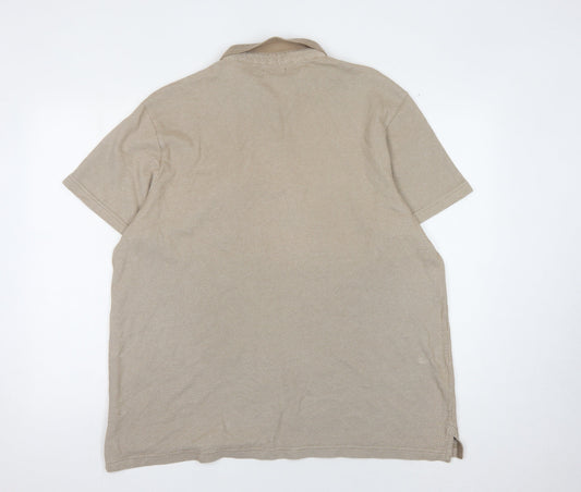 Cotton Traders Men's Beige Polo Shirt 2XL Short Sleeve