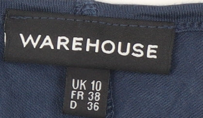 Womens UK Size 10 Warehouse Blue Basic T-Shirt