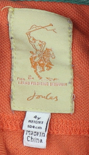 Joules Boys Orange Polo Shirt, 4 Years, Colourblock, Casual Wear