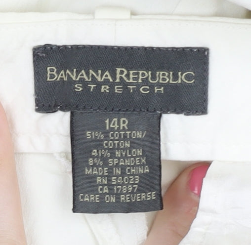 Banana Republic Women's White Stretch Trousers Size 14
