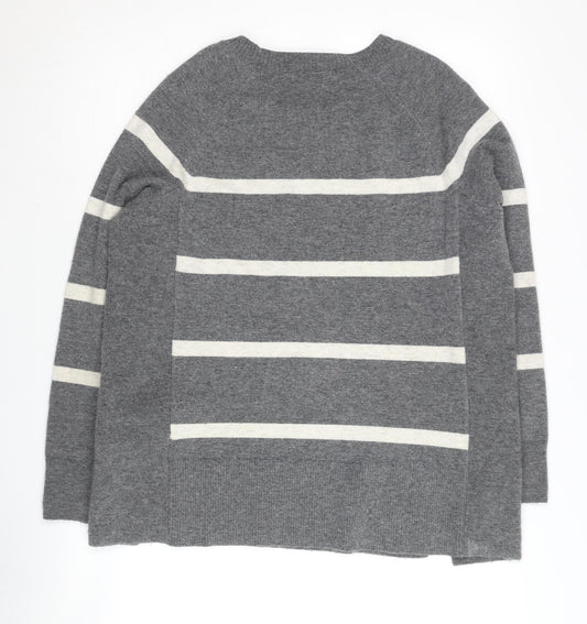 Banana Republic Women's Grey Striped Pullover Jumper XS