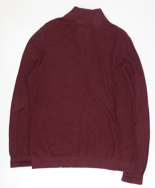 Fat Face Men’s Red Pullover Jumper M, 95% Cotton, Cashmere Blend