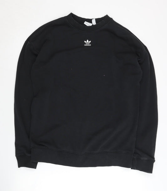 Additional front view of Adidas Women's Black Crew Neck Sweatshirt, size UK 8