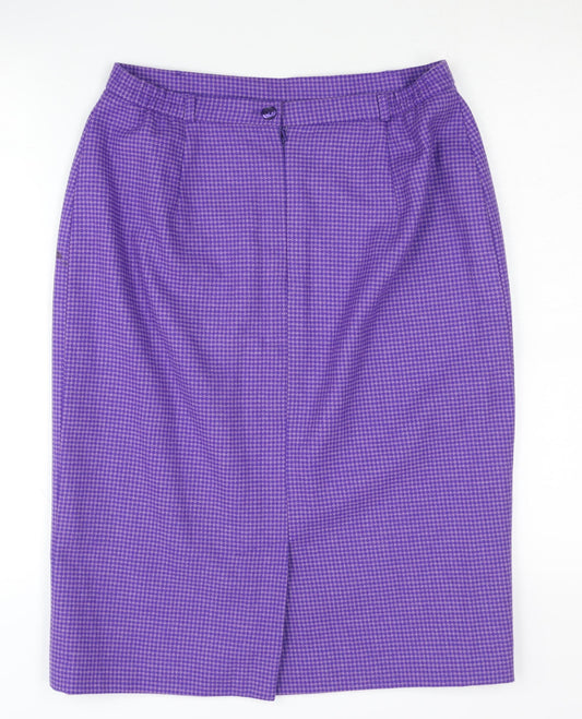 Eastex Women's Purple Check Pencil Skirt, Size 12