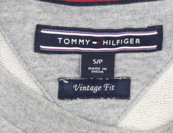 Tommy Hilfiger Men's Grey Logo Sweatshirt, S, Pullover, Cotton