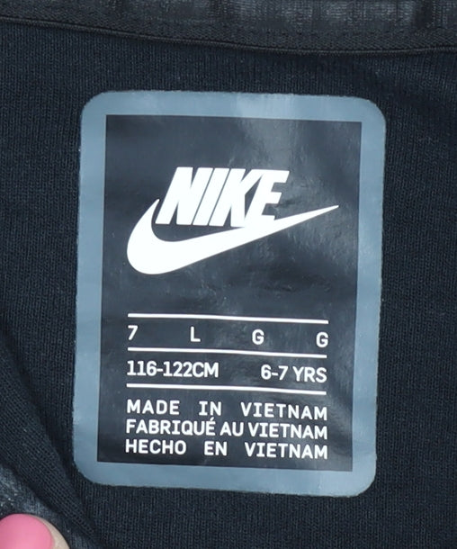 Nike Boys Black Full Zip Hoodie 6-7 Years Fleece