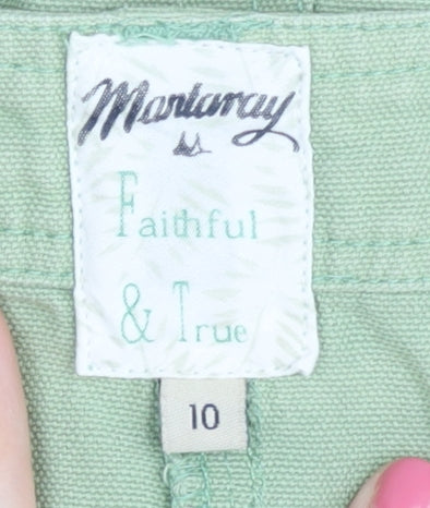 Mantaray Women's Green Cotton Skirt, Size 10, Pockets