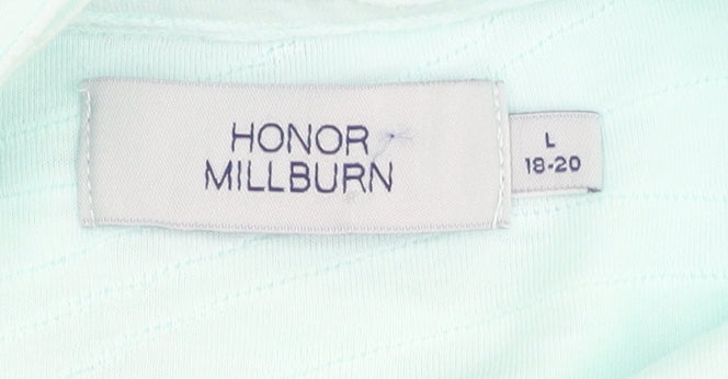 Brand and care label for Honor Millburn Women's Blue Polo Shirt L Short Sleeve