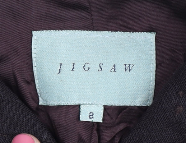 Jigsaw Brown Blazer Women Size 8 Linen Blend Elegant