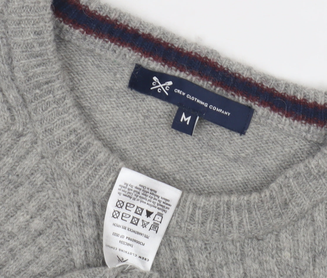 Crew Clothing Company Grey Cable-Knit Pullover Jumper