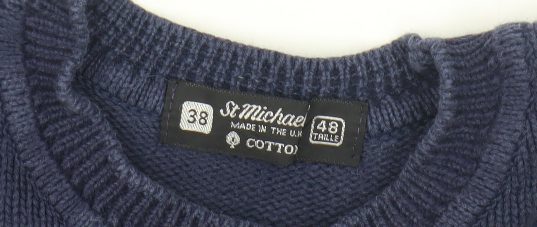 Marks and Spencer Men’s Blue Cotton Pullover Jumper