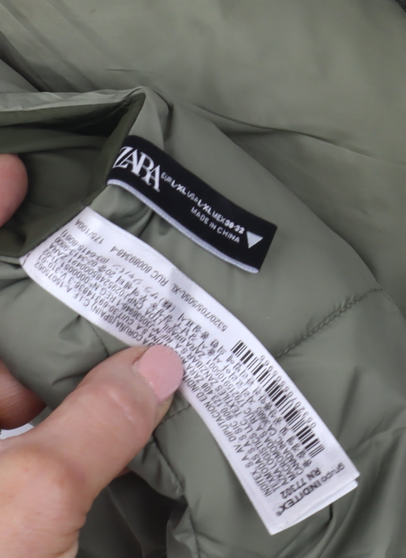 Unisex Adults UK Size XL Zara Green Puffer Jacket