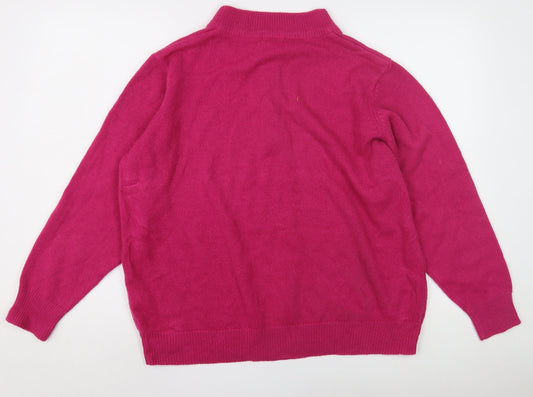 Damart Women's Pink Henley Jumper L