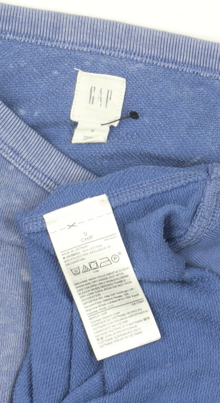 Gap Women Blue Sweatshirt, Graphic Print, Size S