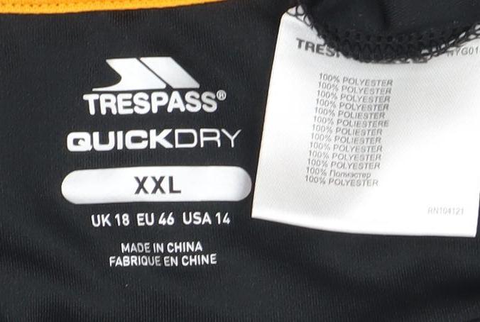 Trespass Unisex Black Gym Tank Top 2XL Quick Dry