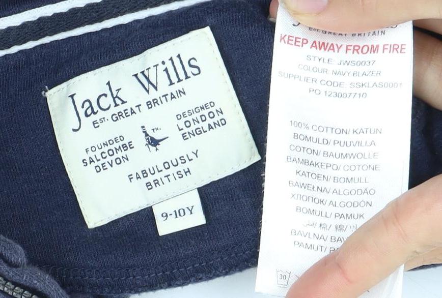 Jack Wills Boys Blue Full Zip Hoodie 9-10 Years
