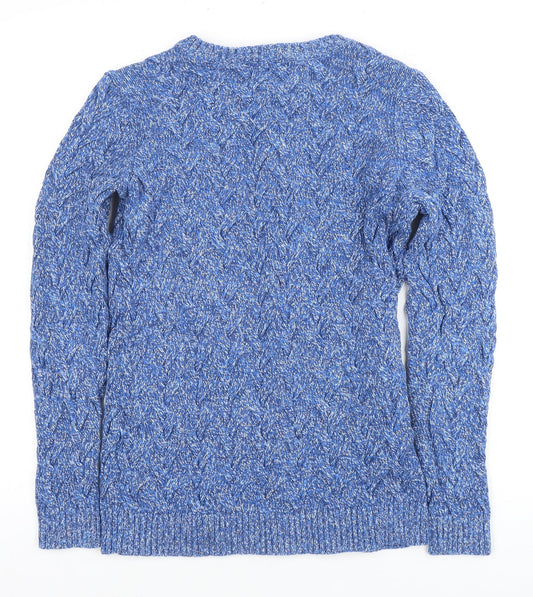 Lands' End Men's Blue V-Neck Pullover Jumper M