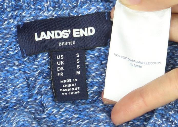 Lands' End Men's Blue V-Neck Pullover Jumper M