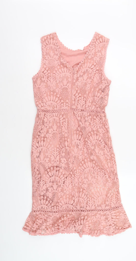 New Look Women Pink Lace Dress Size 8
