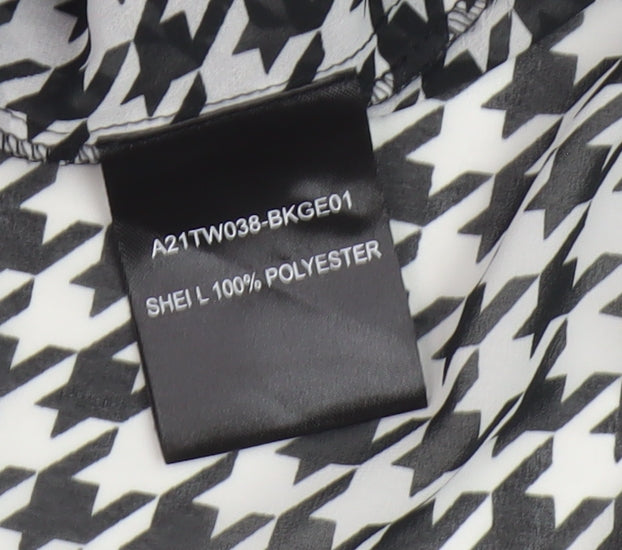 Womens UK Size 14 SOSANDAR Black Basic Button-Up