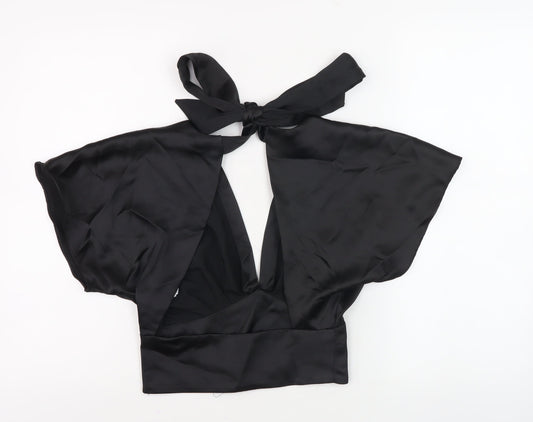 Womens UK Size 6 Zara Black Cropped Blouse