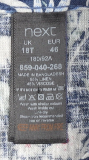 Next Women's Blue Floral Linen Skirt, Size 18 Tall