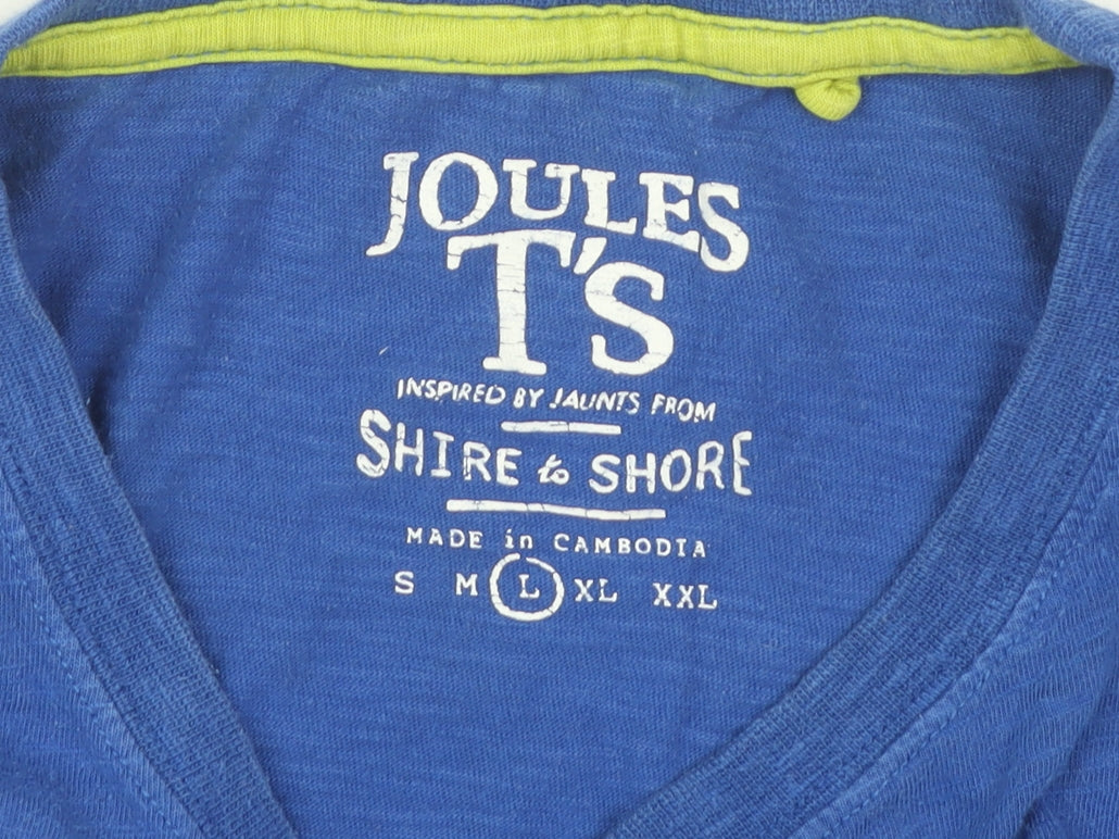 Joules Men's Blue Crew Neck T-Shirt - Size L
