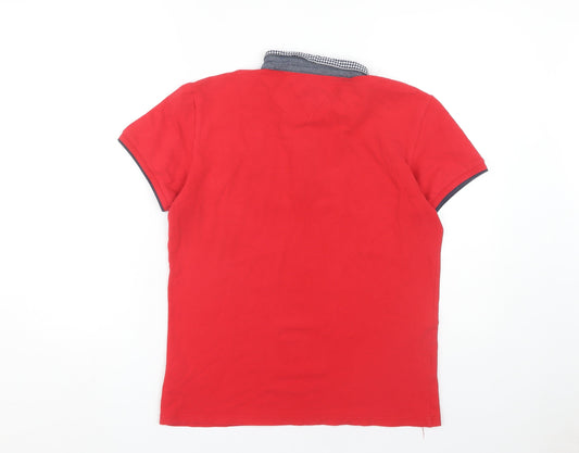 TMK Jeans Men's Red Polo Shirt, Size M, Short Sleeve