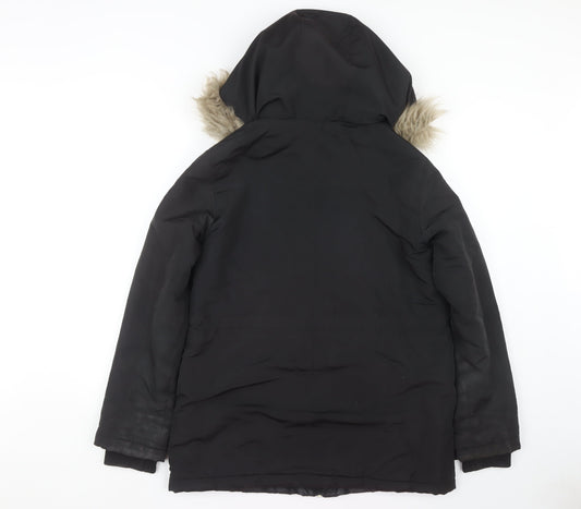 Womens UK Size S Oasis Black Parka Coat