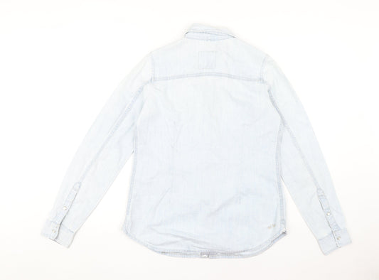 Womens UK Size 10 Fat Face Blue Basic Button-Up