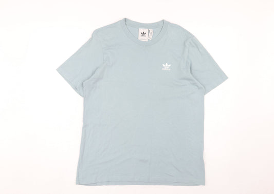 Additional front view of Adidas Men Blue T-Shirt Crew Neck S Logo Accent