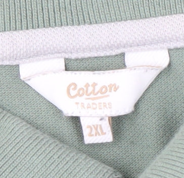 Cotton Traders Men's Green Polo Shirt 2XL Short Sleeve