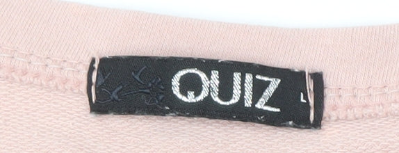 Quiz Women's Pink T-Shirt, Rhinestone Stars, Size L