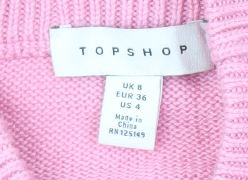 Womens UK Size 8 Topshop Pink Pullover Jumper