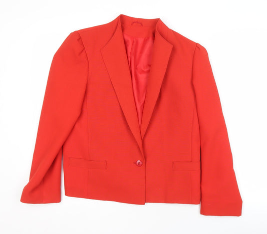 Additional front view of C&A Women's Red Notch Lapel Blazer, size 12